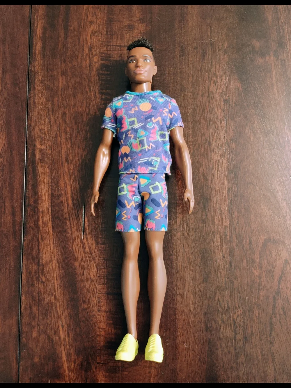 Barbie Ken Doll with Purple Geometric Outfit and Yellow Shoes